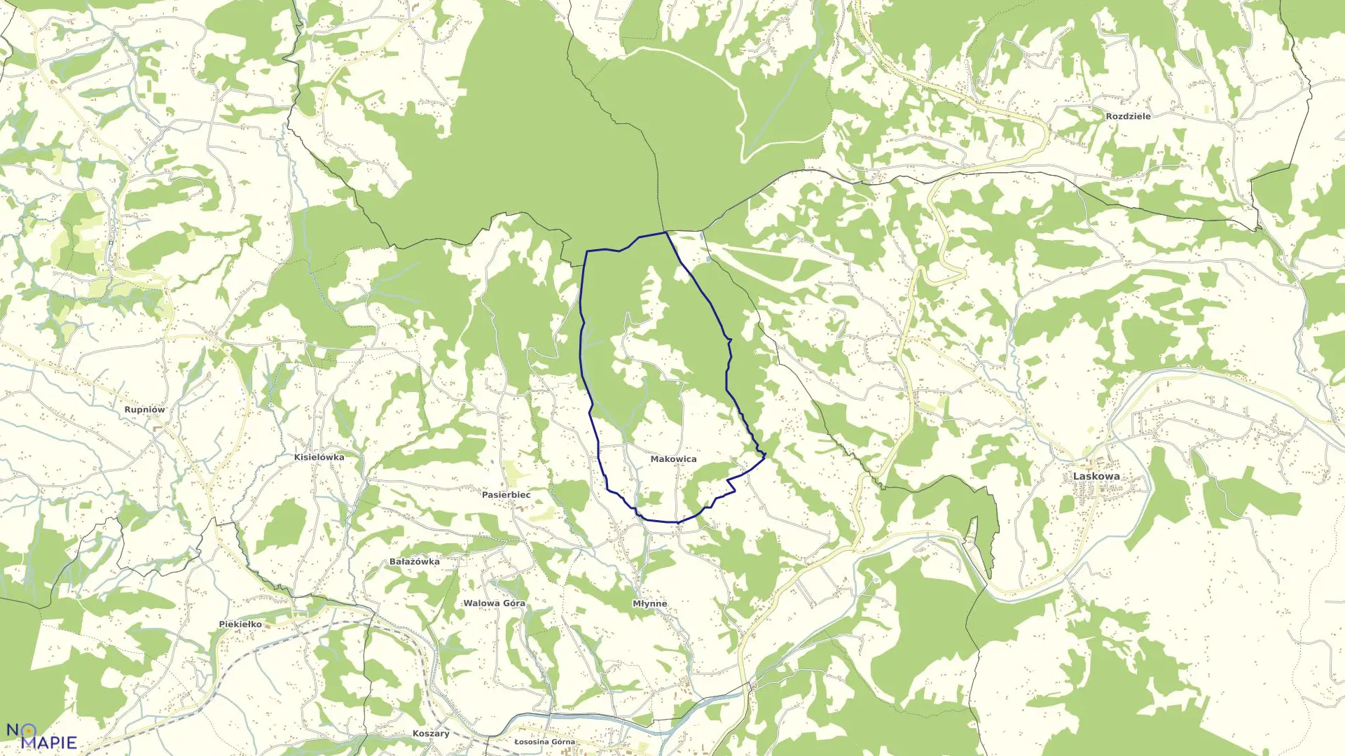 Mapa obrębu Makowica w mieście Limanowa