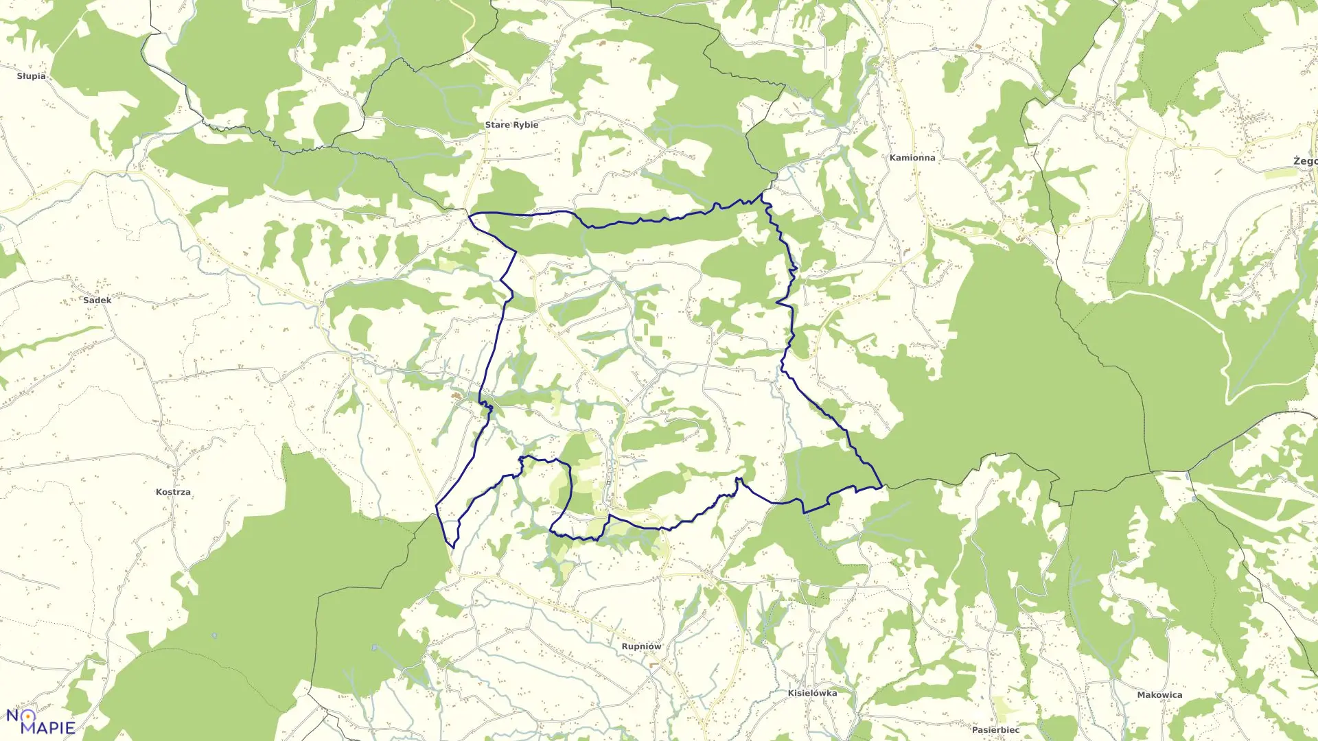 Mapa obrębu Nowe Rybie w mieście Limanowa