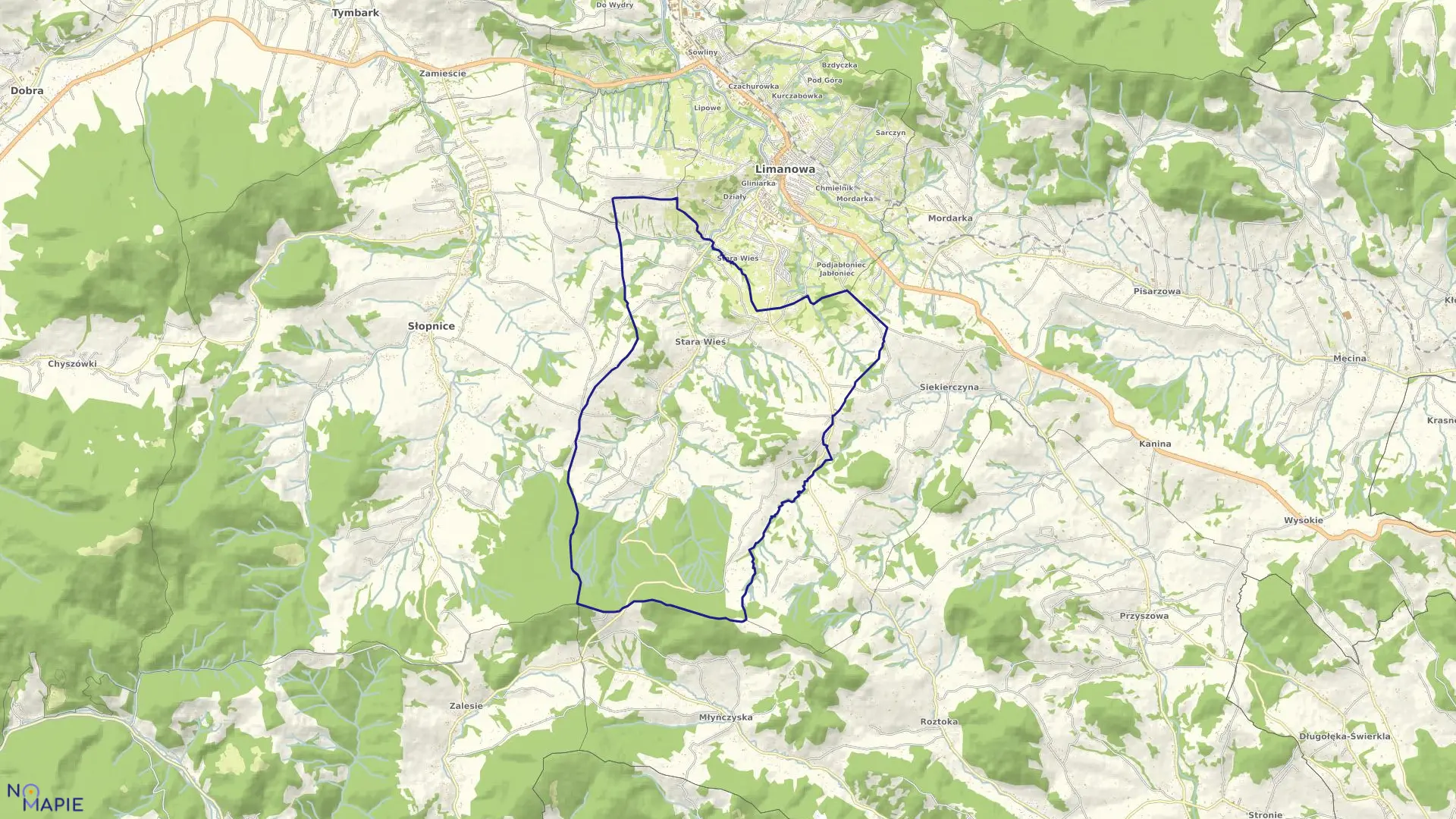 Mapa obrębu Stara Wieś w mieście Limanowa